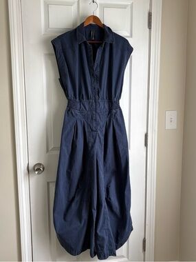 Anthropologie, Navy Balloon Jumpsuit